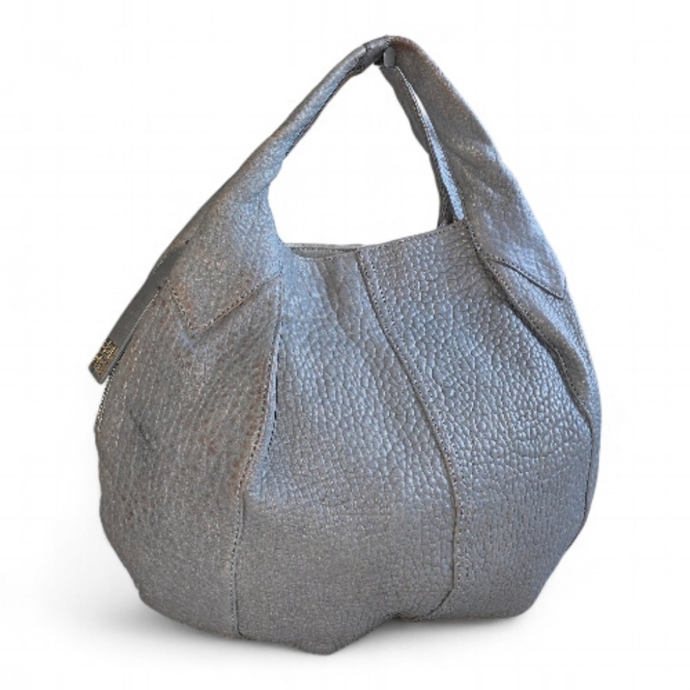 Givenchy Metallic Silver Pebbled Leather Hobo Bag